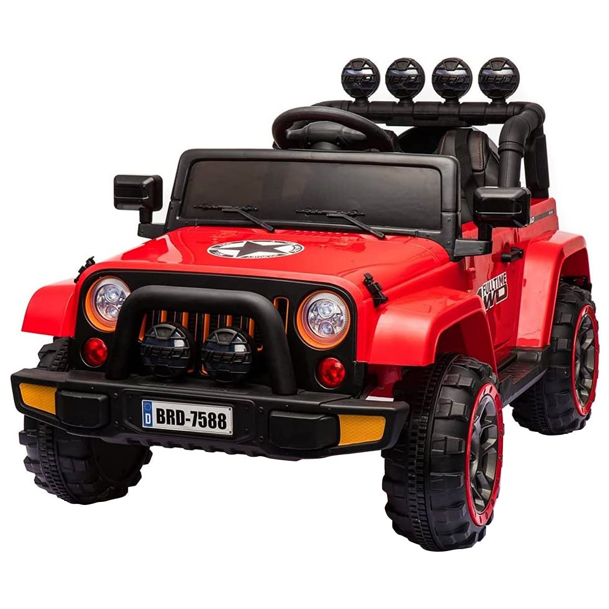 Mini Carro Elétrico Infantil Com Controle Jipe 12V MP3 Luzes Buzina 3 Anos  a 30Kg Vermelho Bang Toys - Baby&Kids