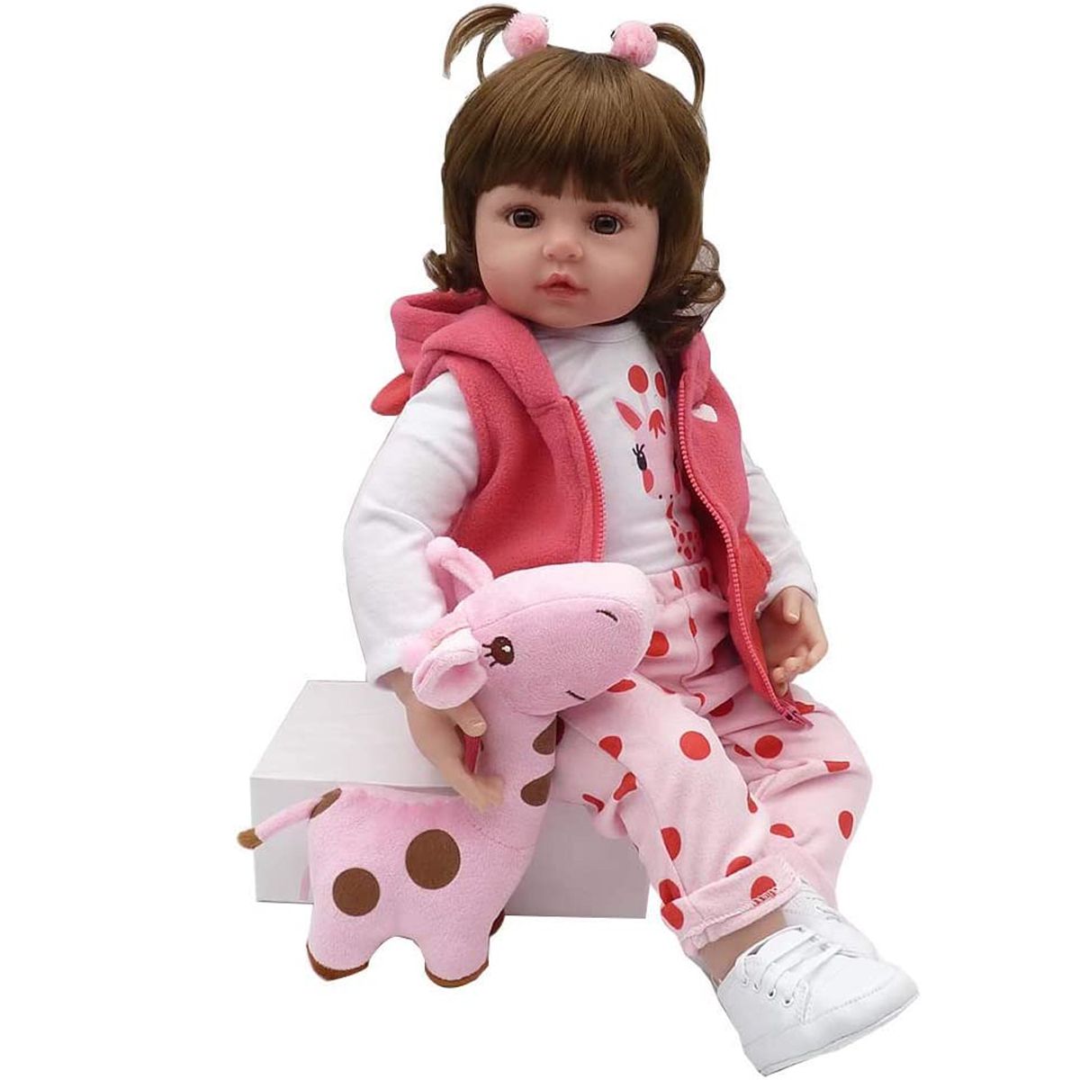 Roupa Para Boneca Bebê Reborn Com Touca Urso Rosa - Shiny Toys