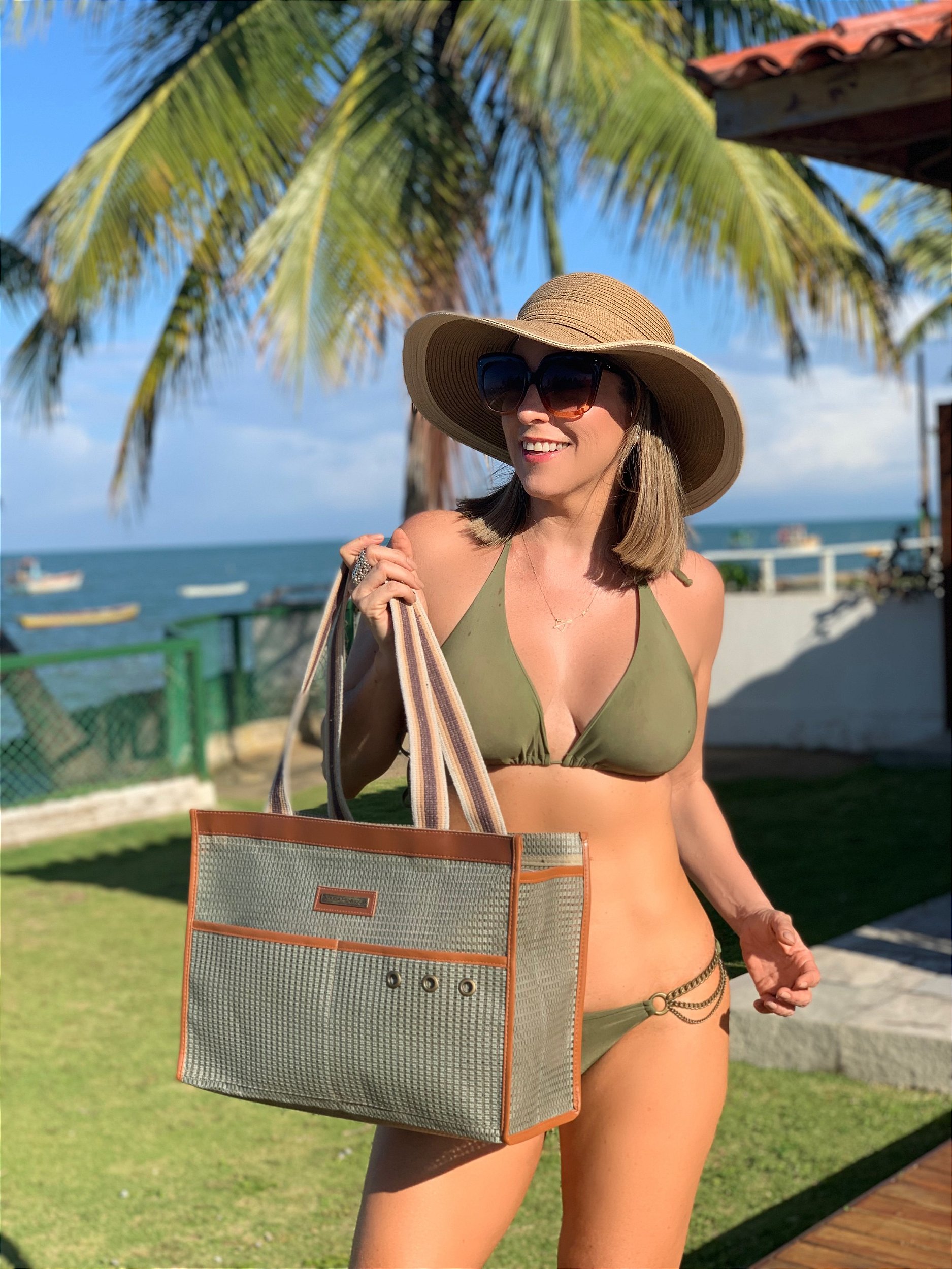 Bolsa de Praia Bege Tela Otima - comprar bolsa de Praia - Patrícia Hen -  Patricia Henriques