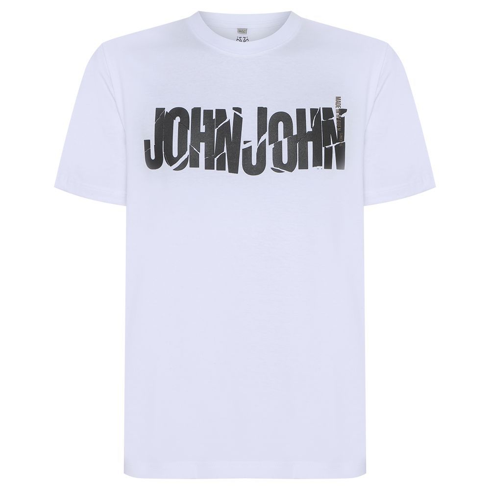 Camiseta John John Masculina Regular Logo Out Branca