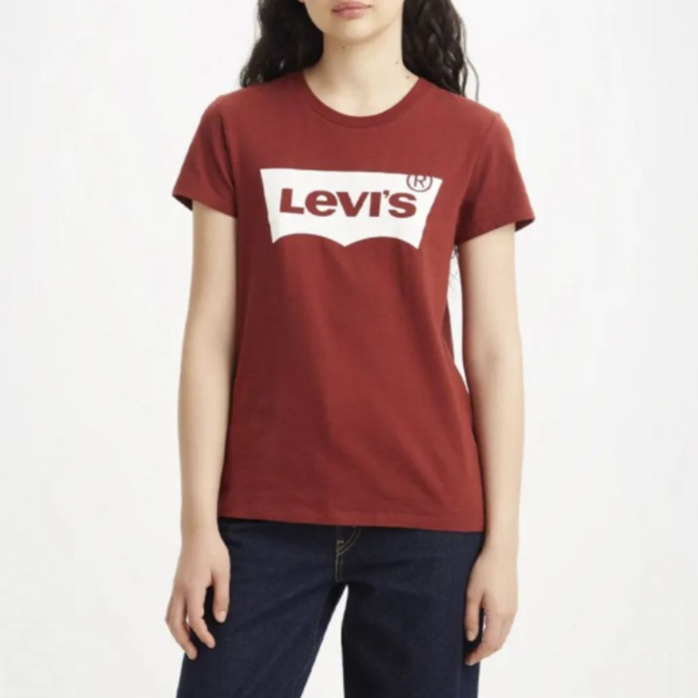 Camiseta Levi's The Perfect Tee Feminina Bordô - Dom Store Multimarcas  Vestuário Calçados Acessórios