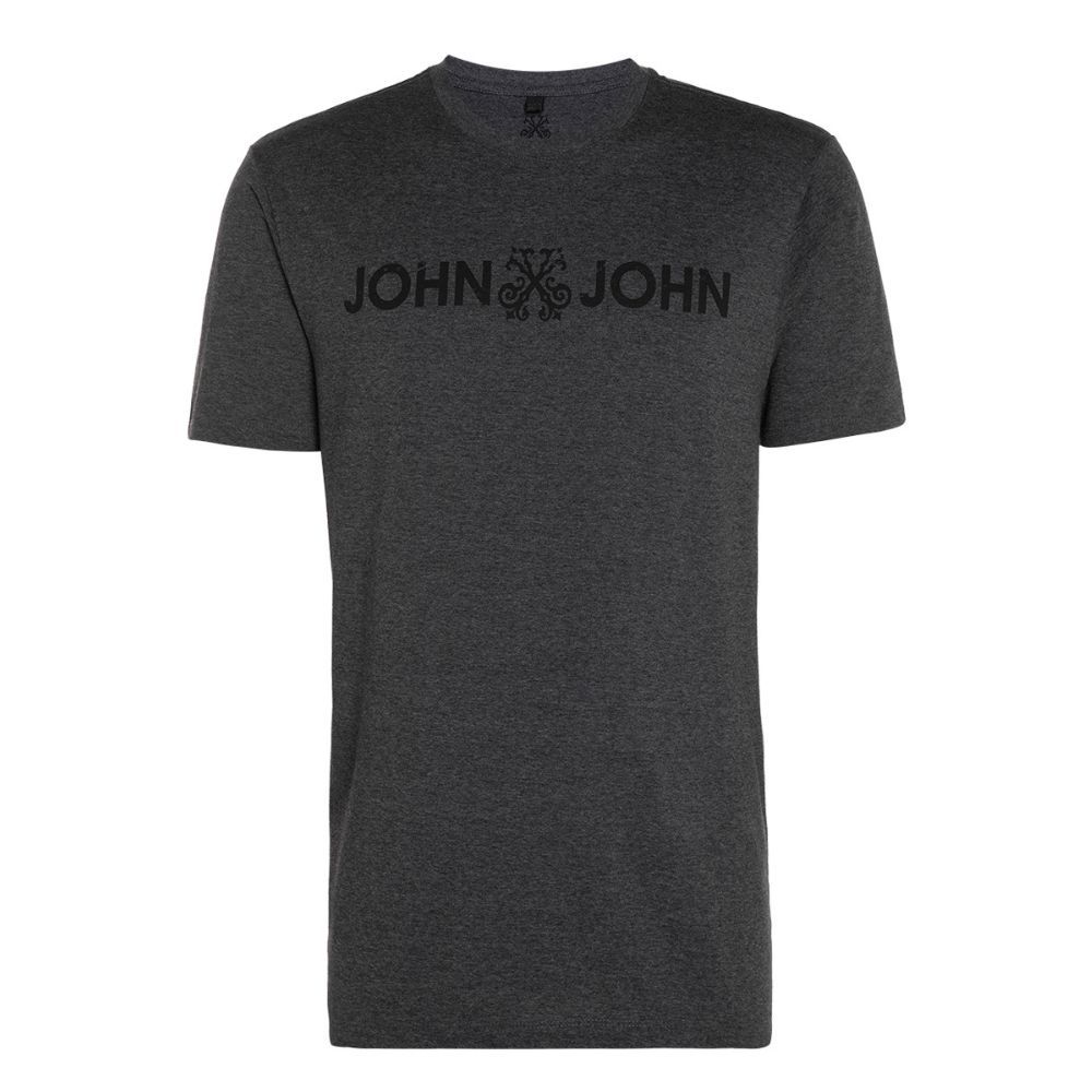 Camiseta John John Basic Logo Mescla Masculina Cinza - Compre Agora