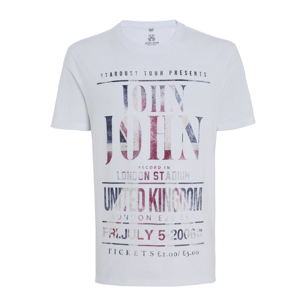 Camiseta John John Masculina Regular Logo Repeat Branca