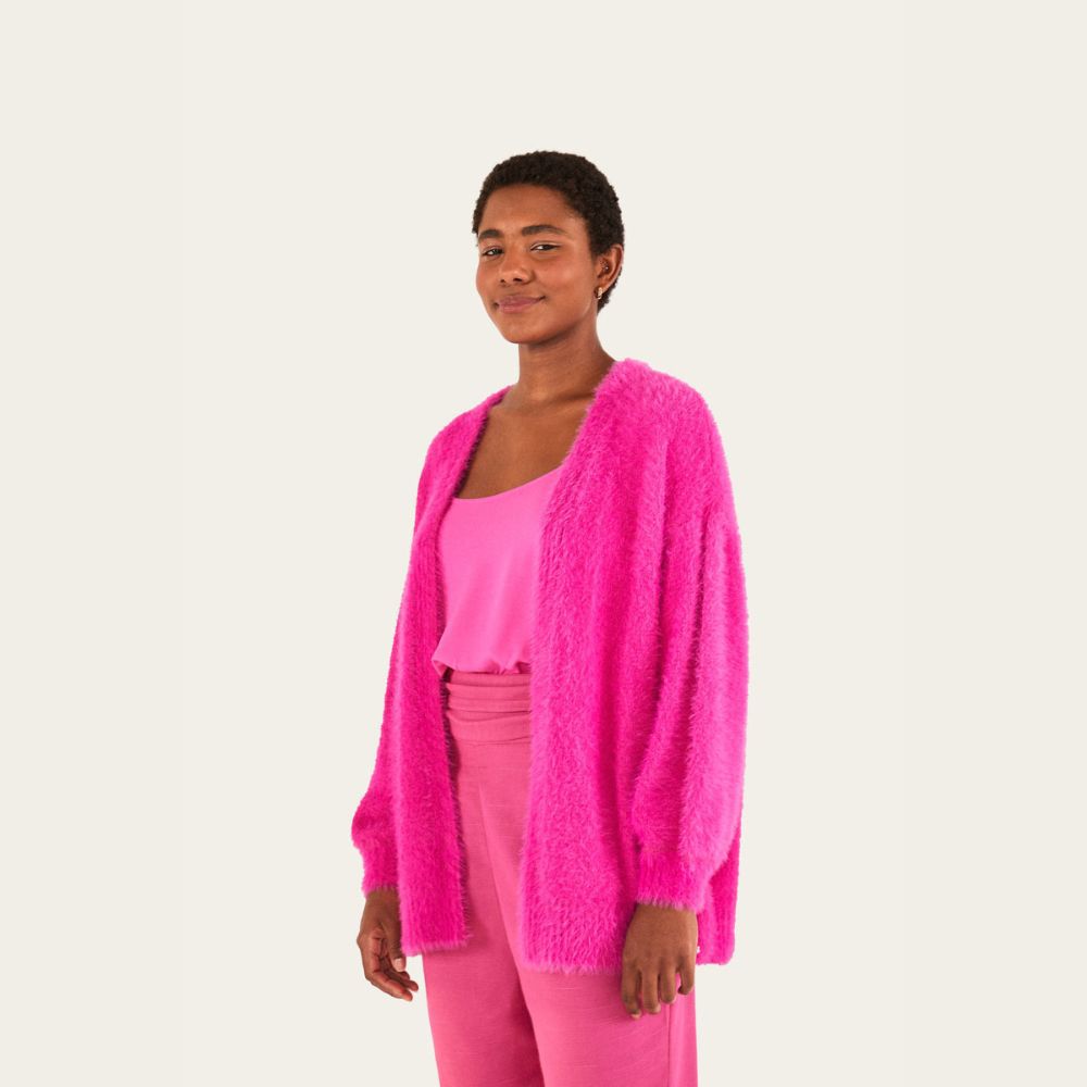 Casaco Farm Tricot Pelinho Rosa - Dom Store Multimarcas Vestuário Calçados  Acessórios
