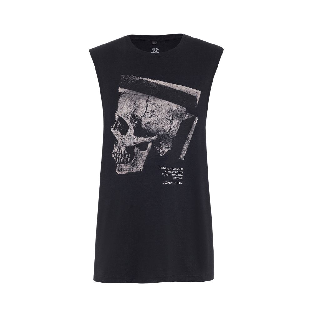 Camiseta Estampada Caveira Preta John John - Black House Outlet