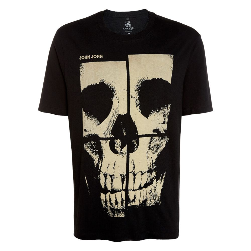 Camiseta John John Masculina Sketch Duo Skull Preta - Compre Agora