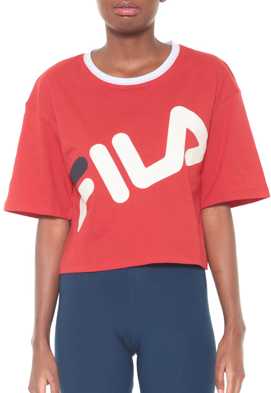 CROPPED FILA LETTER BIG FEMININA VERMELHO - Dom Store Multimarcas Vestuário  Calçados Acessórios