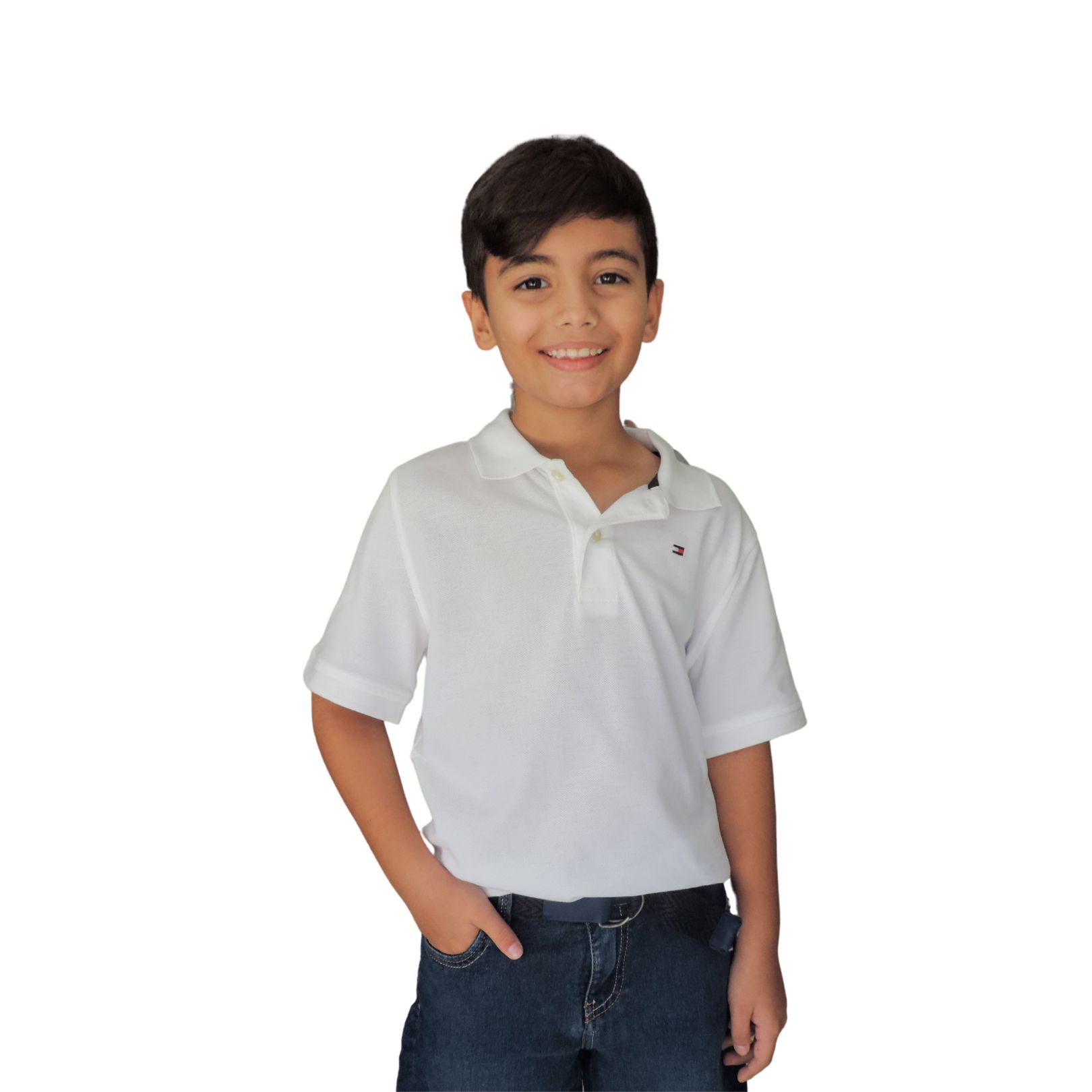 Camisa Polo Infantil Manga Curta Branca - Tommy Hilfiger - Alecrim Kids