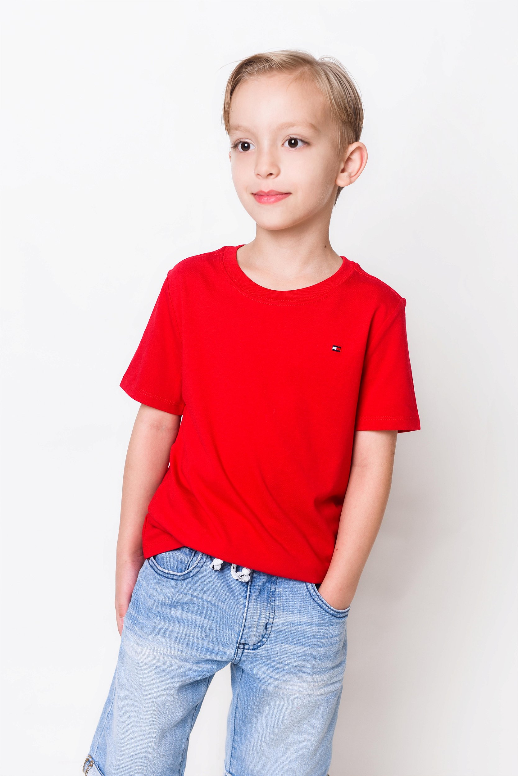 Camiseta Infantil Manga Curta Vermelha - Tommy Hilfiger - Alecrim Kids