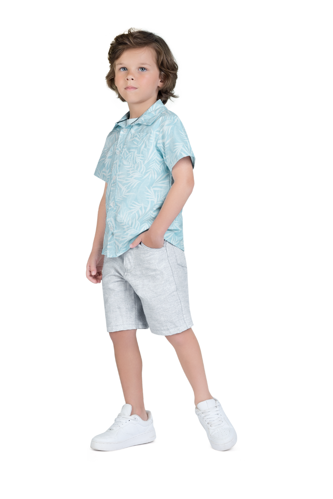 Conjunto Infantil Masculino de Camisa Bermuda Milon Alecrim Kids