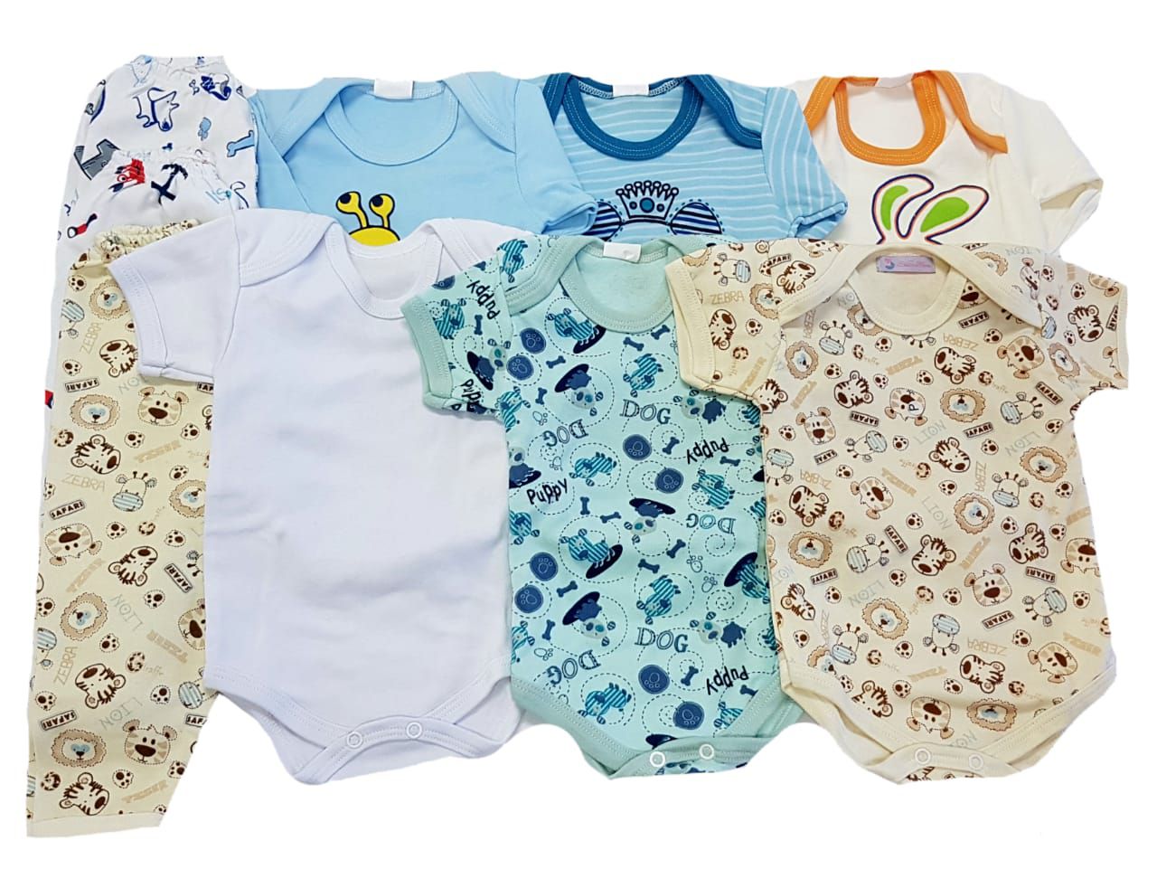 Kit Roupa Bebê Menino 0-3 Meses - 9 Pcs Bebe Reborn (55cm) 6 Bodys