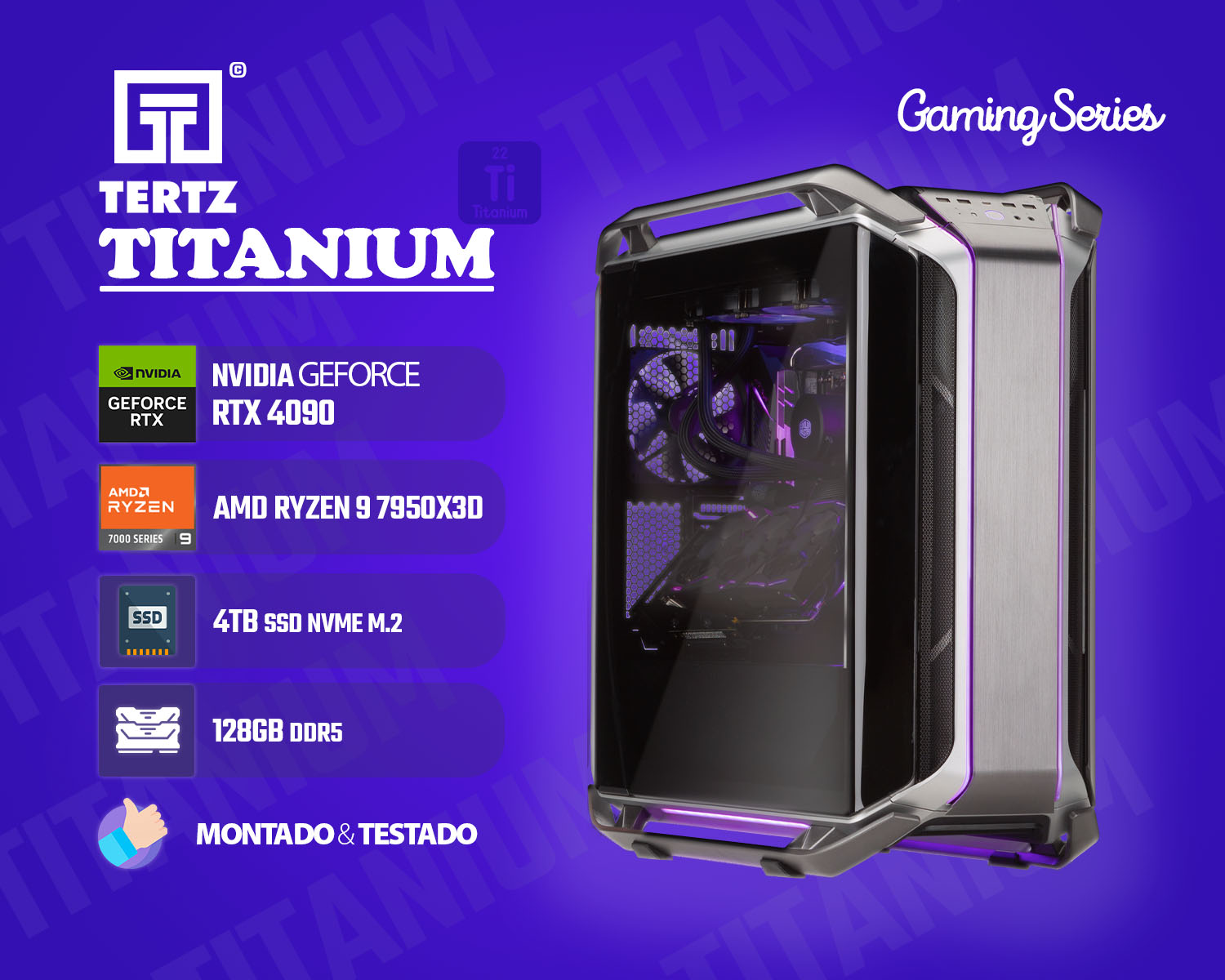 PC Gamer TERTZ Titan, RTX 4090 24GB, AMD Ryzen 9 7950X3D - Tertz - Tertz