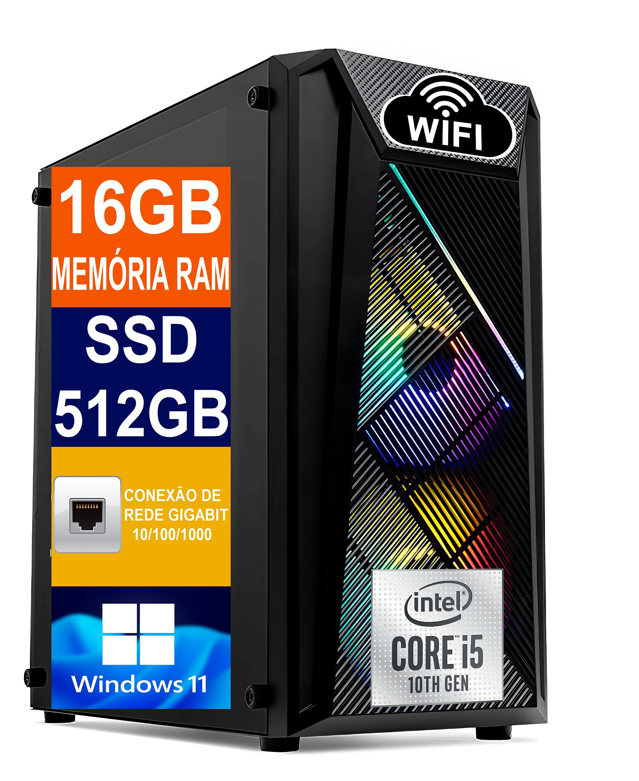 COMPUTADOR INTEL CORE i5 10400, 512GB SSD, 8GB MEMÓRIA