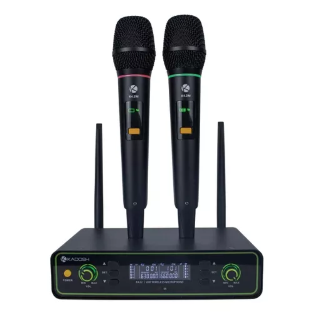 音夜 Microfone Sem Fio Bastão Duplo Kadosh K422M Recarregável - Toda