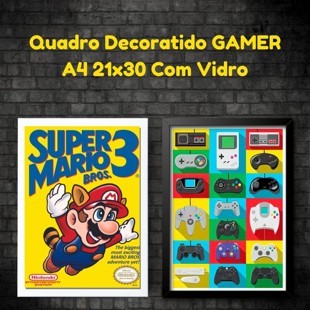 Quadro decorativo A4 '' Super Mario World '' Jogo