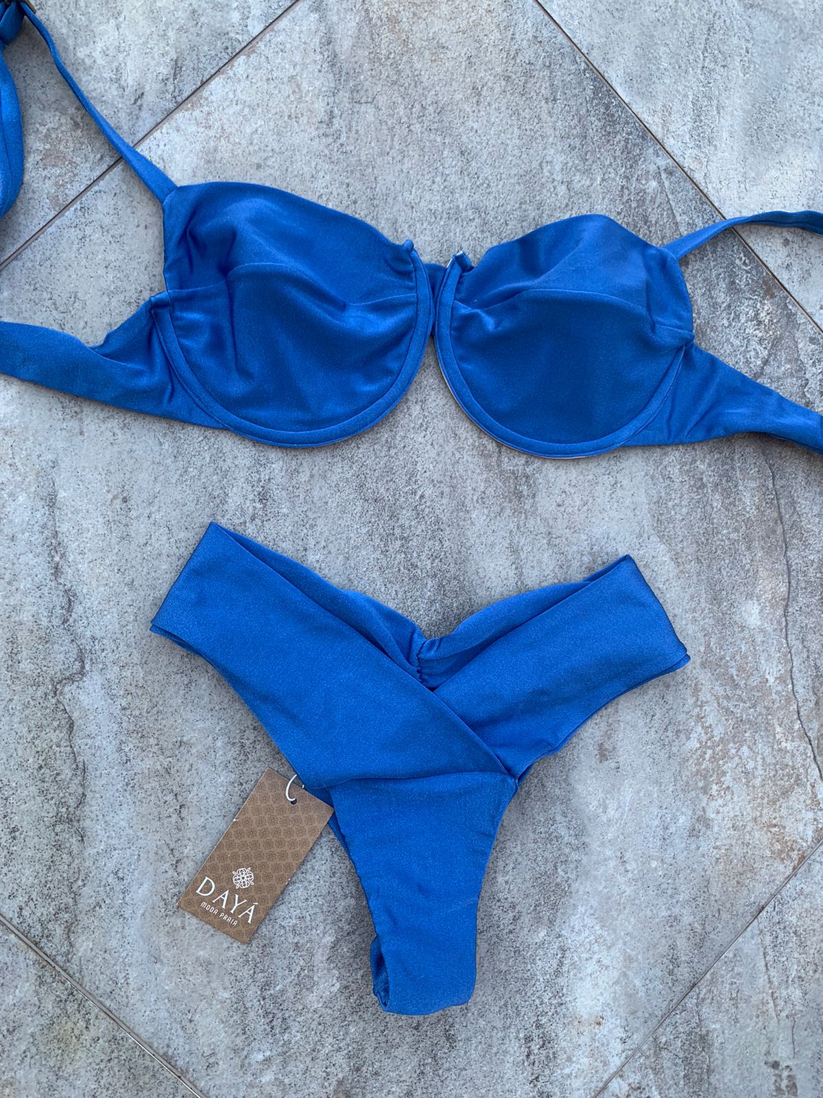 Comprar Top Meia Taça - Santorini - Azul - Soleggiata Moda Praia e