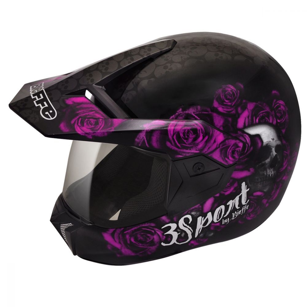 Capacete Moto Bieffe 3 Sport Kondzilla Preto E Rosa Fosco