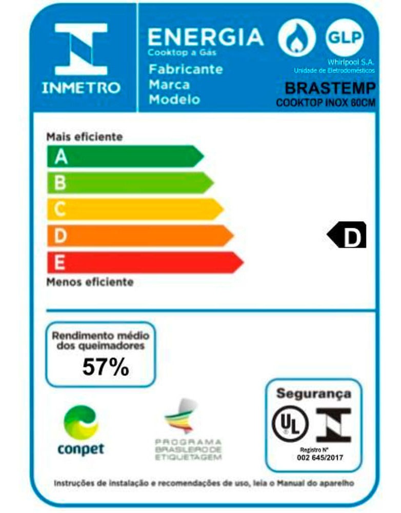 Cooktop 4 bocas Brastemp Gourmand Inox com duplachama e trempe com