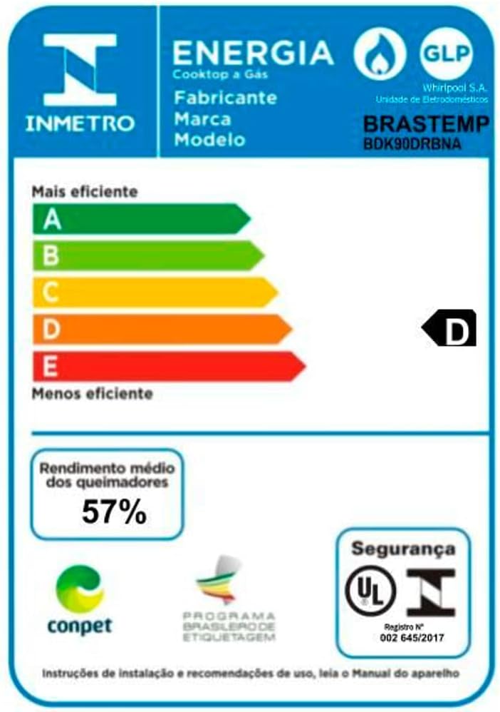 Cooktop 5 bocas Brastemp Gourmand Inox com duplachama e trempe com