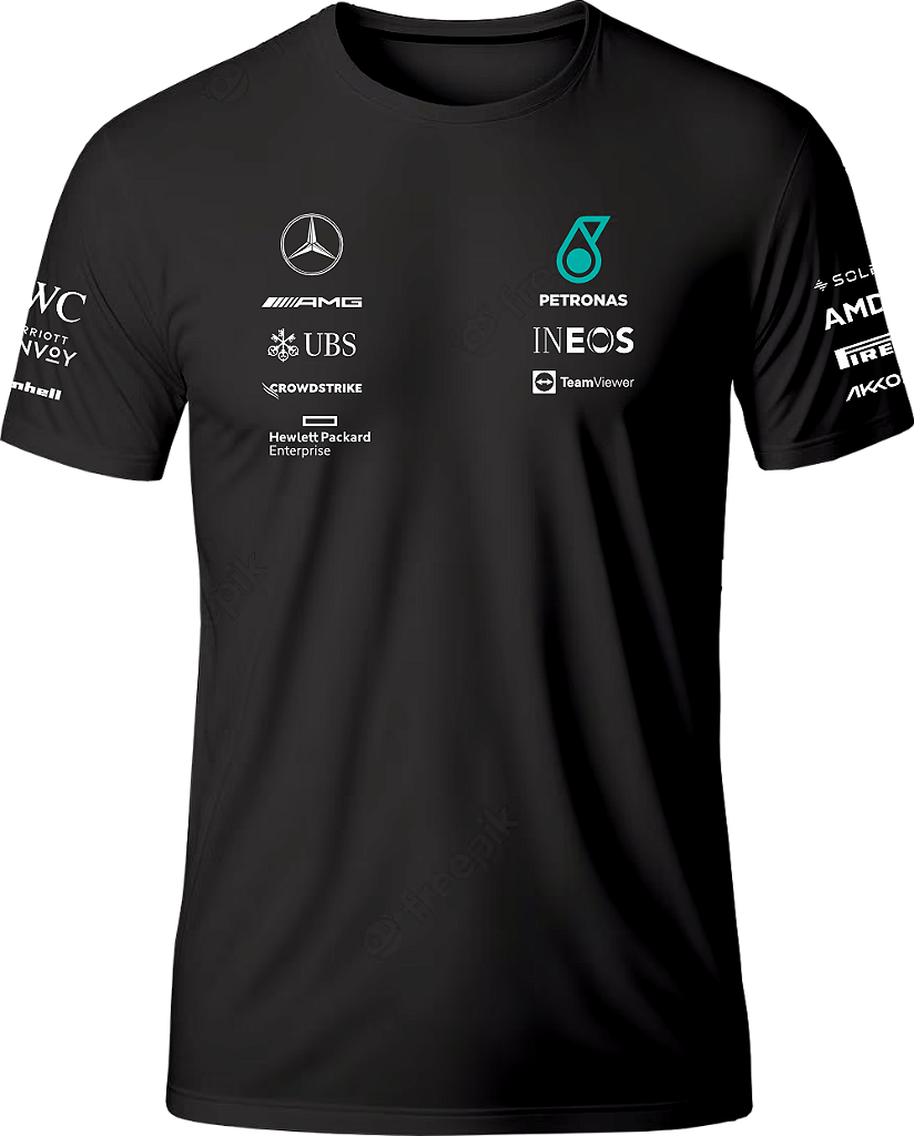 Camiseta Equipe Mercedes AMG Petronas F1 2023 Preta - ExtremeDesigns