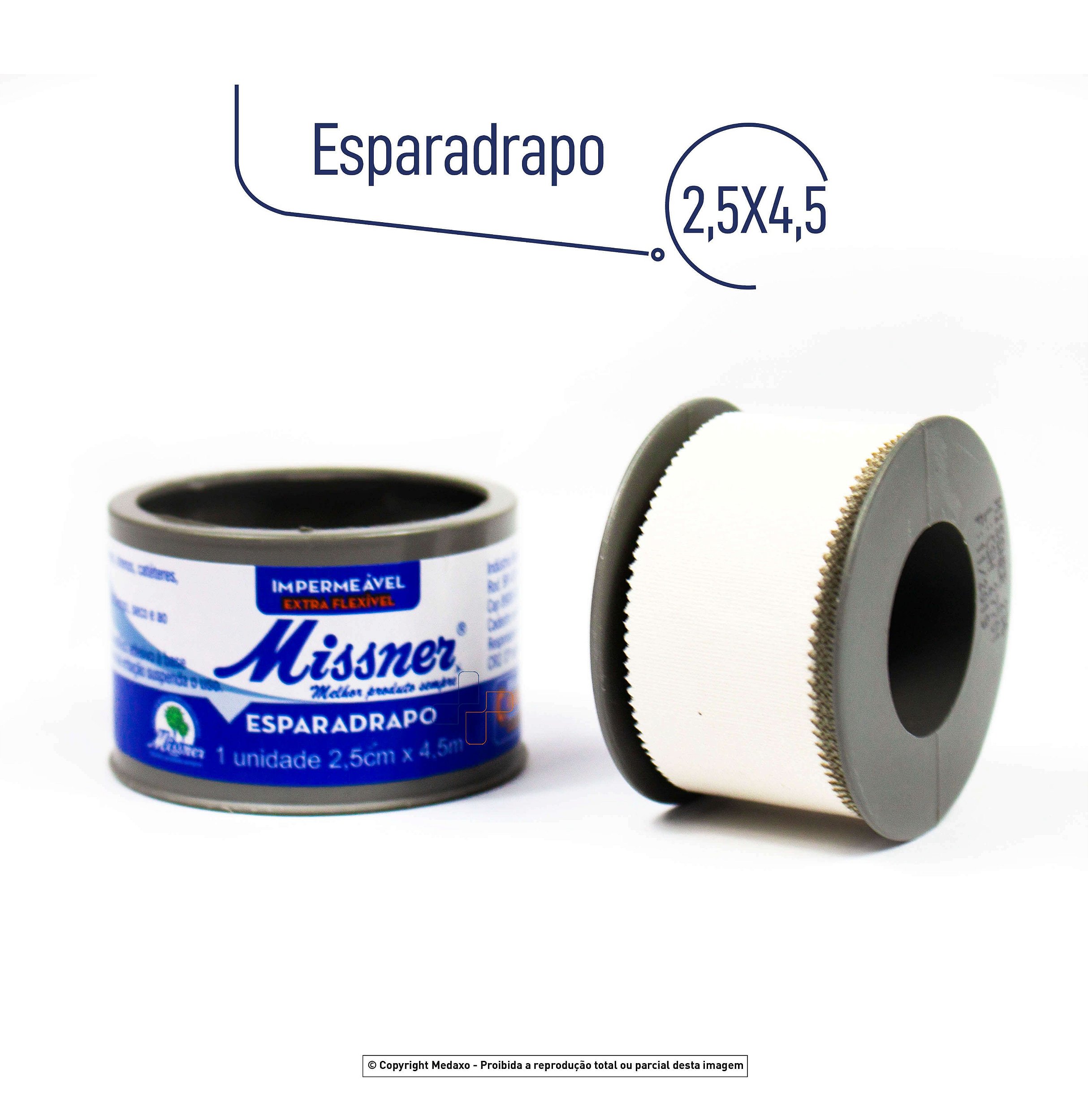 Esparadrapo Impermeável 2,5cm X 4,5m Branco Kit C/6 Missner