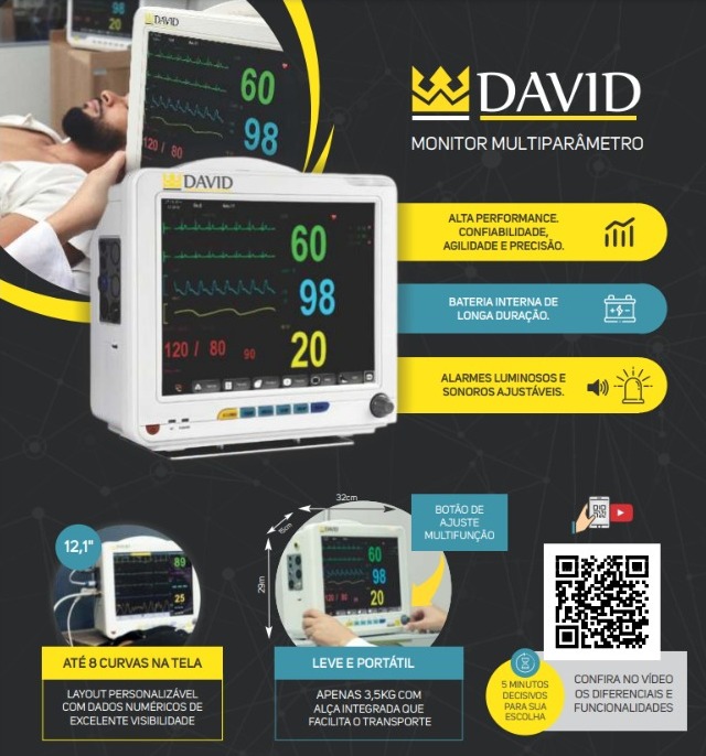 Monitor Multiparâmetro Portátil - Monitor David 12" - Medaxo