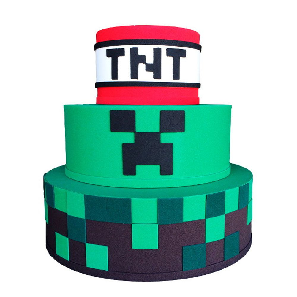 Topo de Bolo Personalizado. Tema: Minecraft