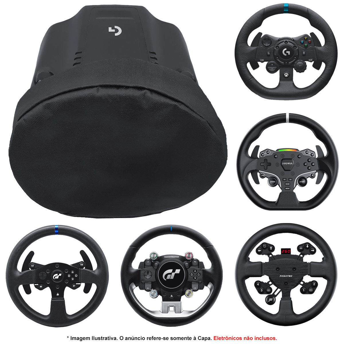 Capa Protetora para Volante Logitech Thrustmaster Fanatec Moza Racing  Simulador Gamer até 28cm de Diâmetro - Qualidade e Proteção em Capas