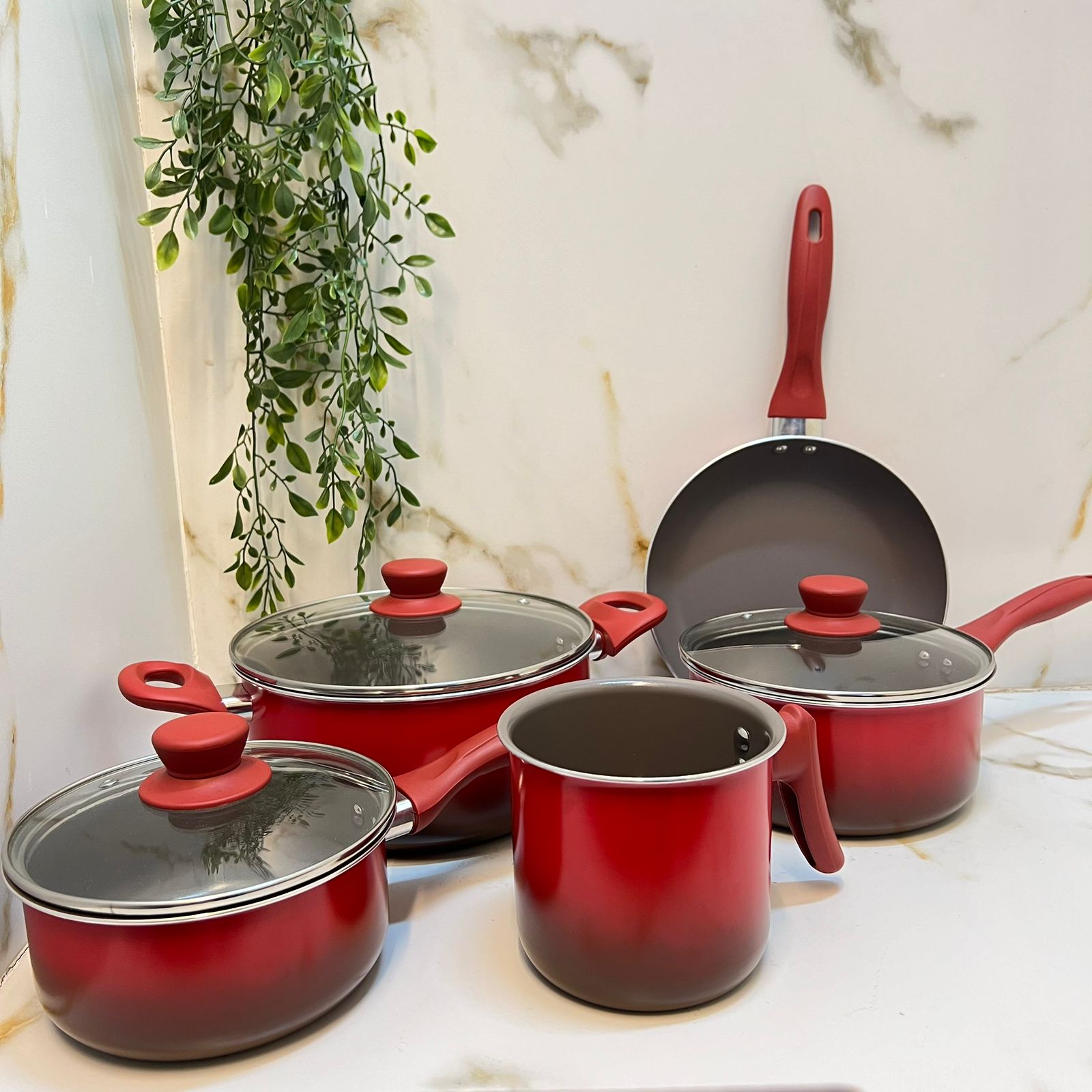 Conjunto De Panelas Ceramic Life Easy Brinox Vermelho 5 Pçs