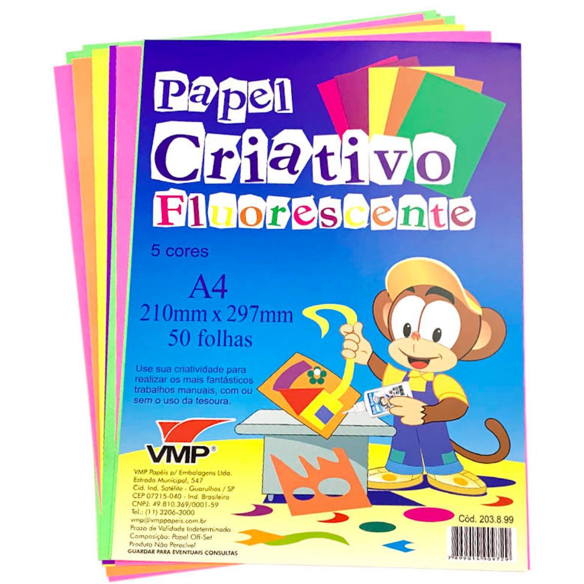 Bloco Papel Criativo Fluorescente Vmp A4 5 Cores 50 Folhas - MundoLápis