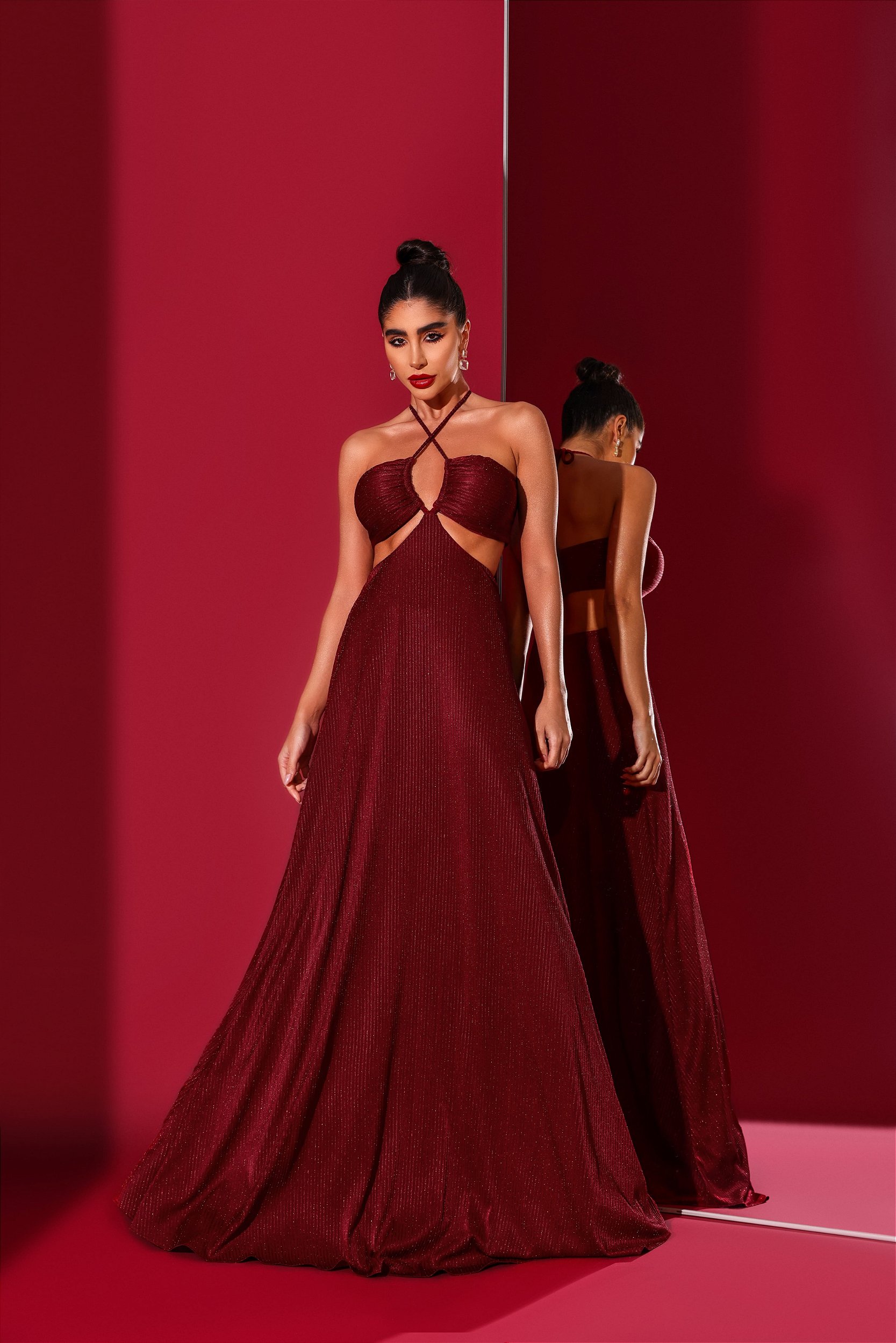 VESTIDO PAULA FRENTE NICA MARSALA Marina Bonita Store Dot