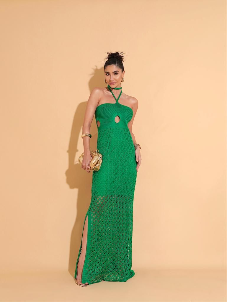 Vestido sereia longo crochê frente unica verde - R$ 169.00, cor Verde  (sensual) #57843, compre agora