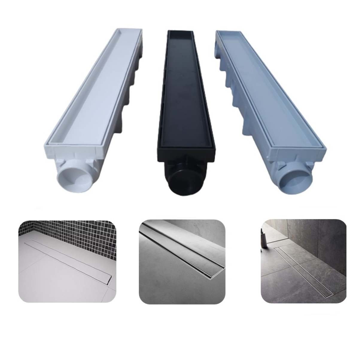 ralo linear 6x50cm invisível ( acabamento com piso/porcelanato/cerâmica ) -  RR grelhas
