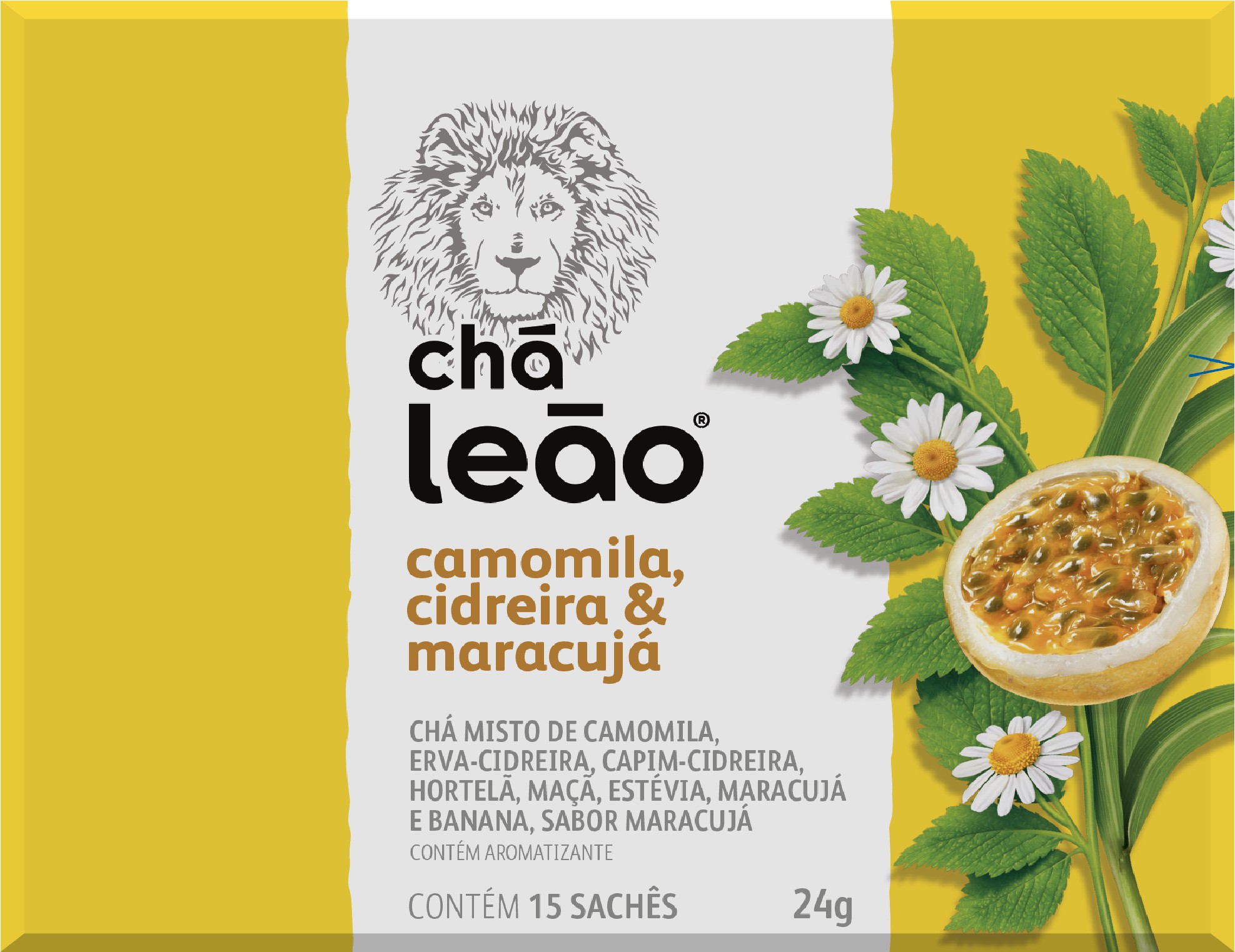 Chá Leão Camomila com Cidreira & Maracujá 15 sachês | Locafé - Locafé –  Cafés, chás, xaropes e insumos para bebidas quentes.