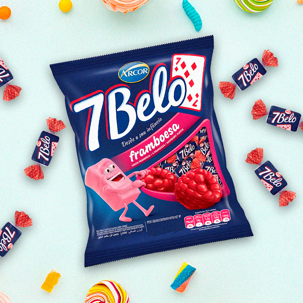 Bala 7 Belo Framboesa 600g - Arcor - Distribuidora Galacto Doces