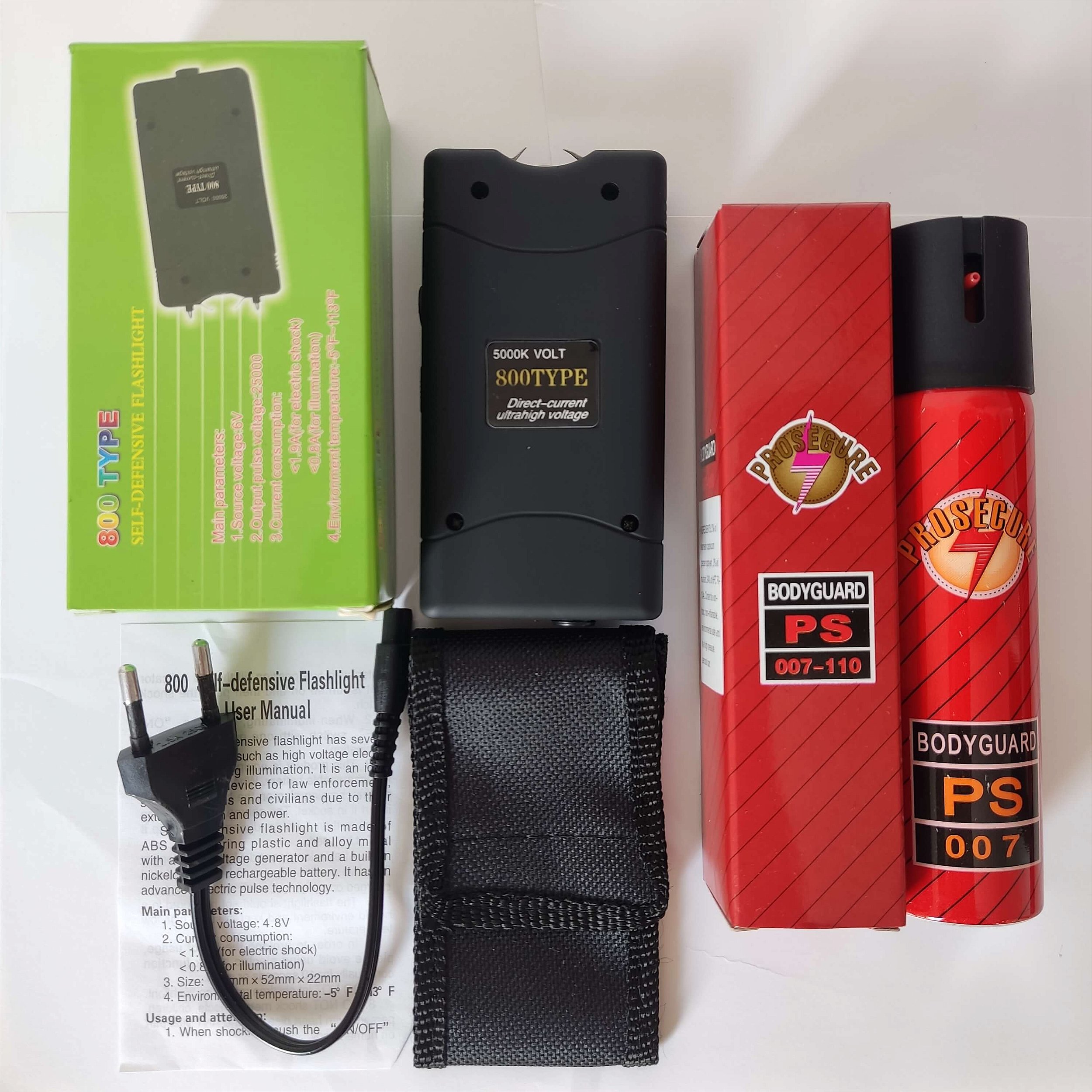 Kit Defesa Pessoal Taser 5k + Spray BODYGUARD PS 007 FORSHOOTER