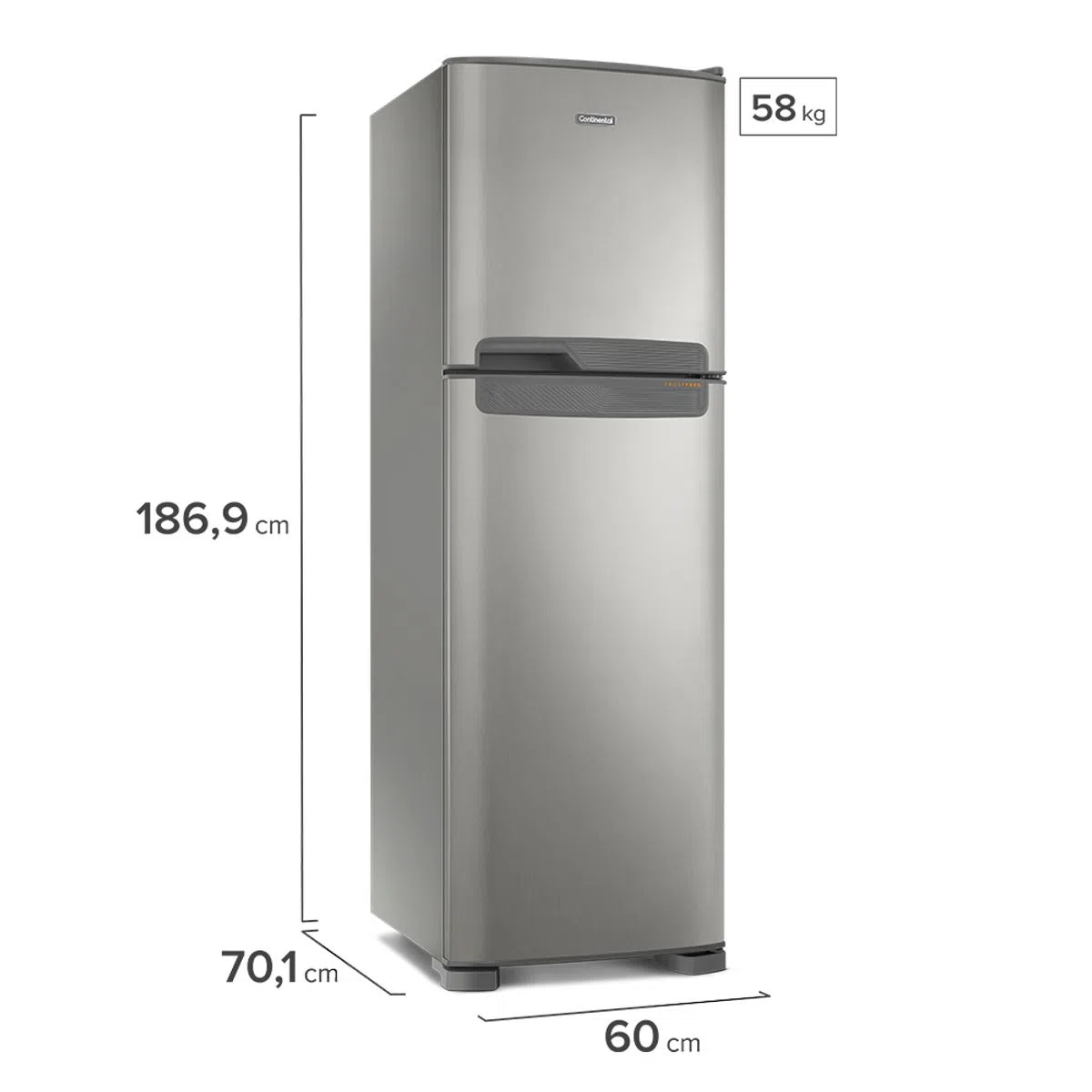 GeladeiraRefrigerador Continental Frost Free Duplex Prata 394 Litros  (TC44S) - CLUBE FÁBRICA DIRETA