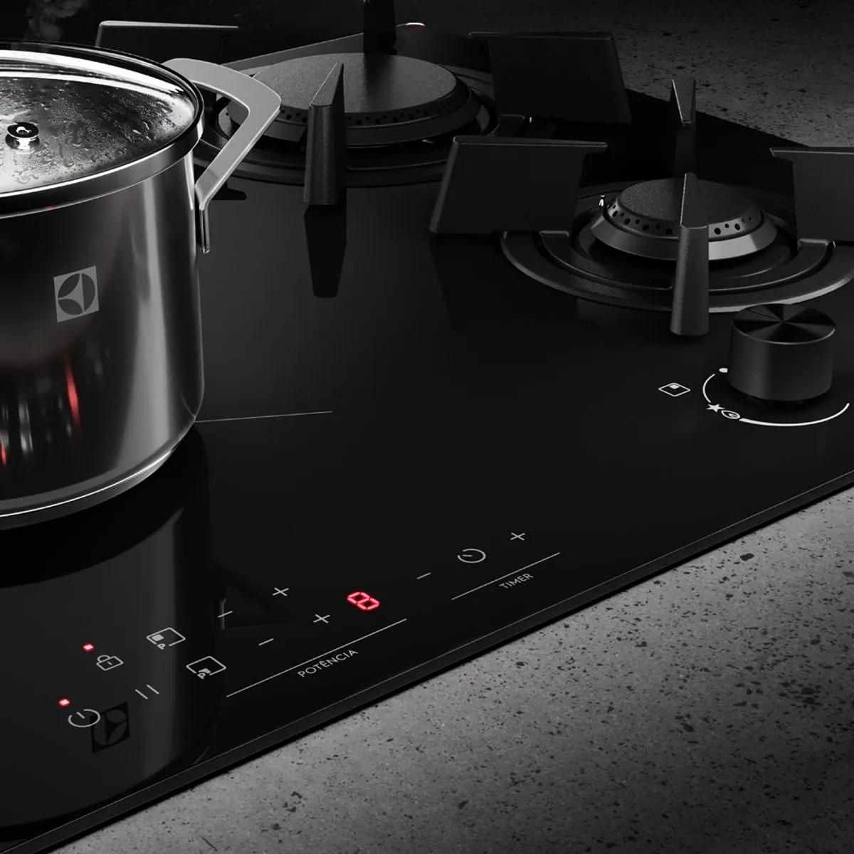 Cooktop 4 Bocas de Indução e a Gás Electrolux Híbrido 2 de Indução e 2 ...