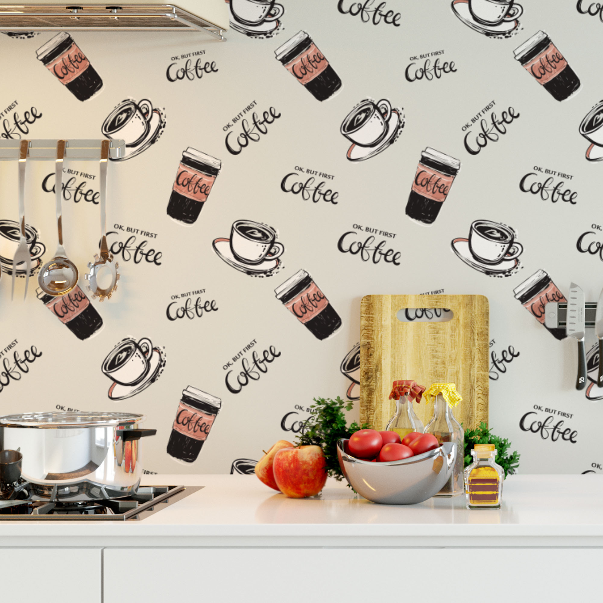 Papel de Parede Adesivo Vinil Lavável Coffee Café Cafeteria Bebida ...