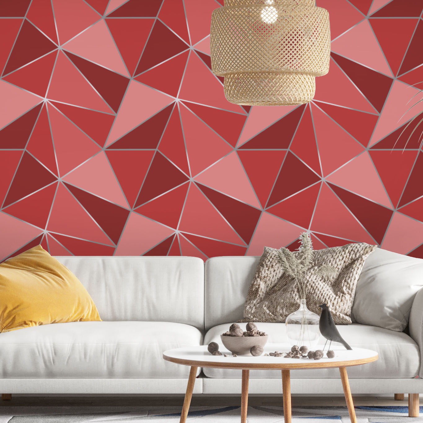 Papel Parede Xadrez Quadrados Vermelho E Branco Sala Quarto