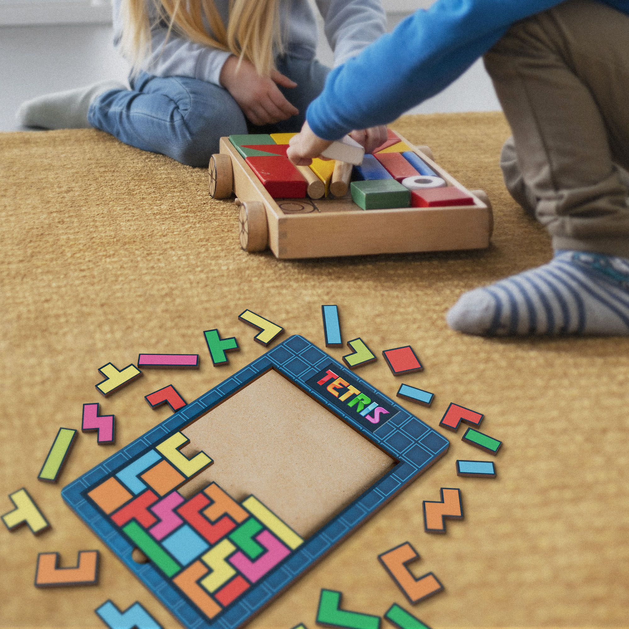 Mini Tetris Quebra-cabeça Educativo Mdf Raciocínio Encaixe