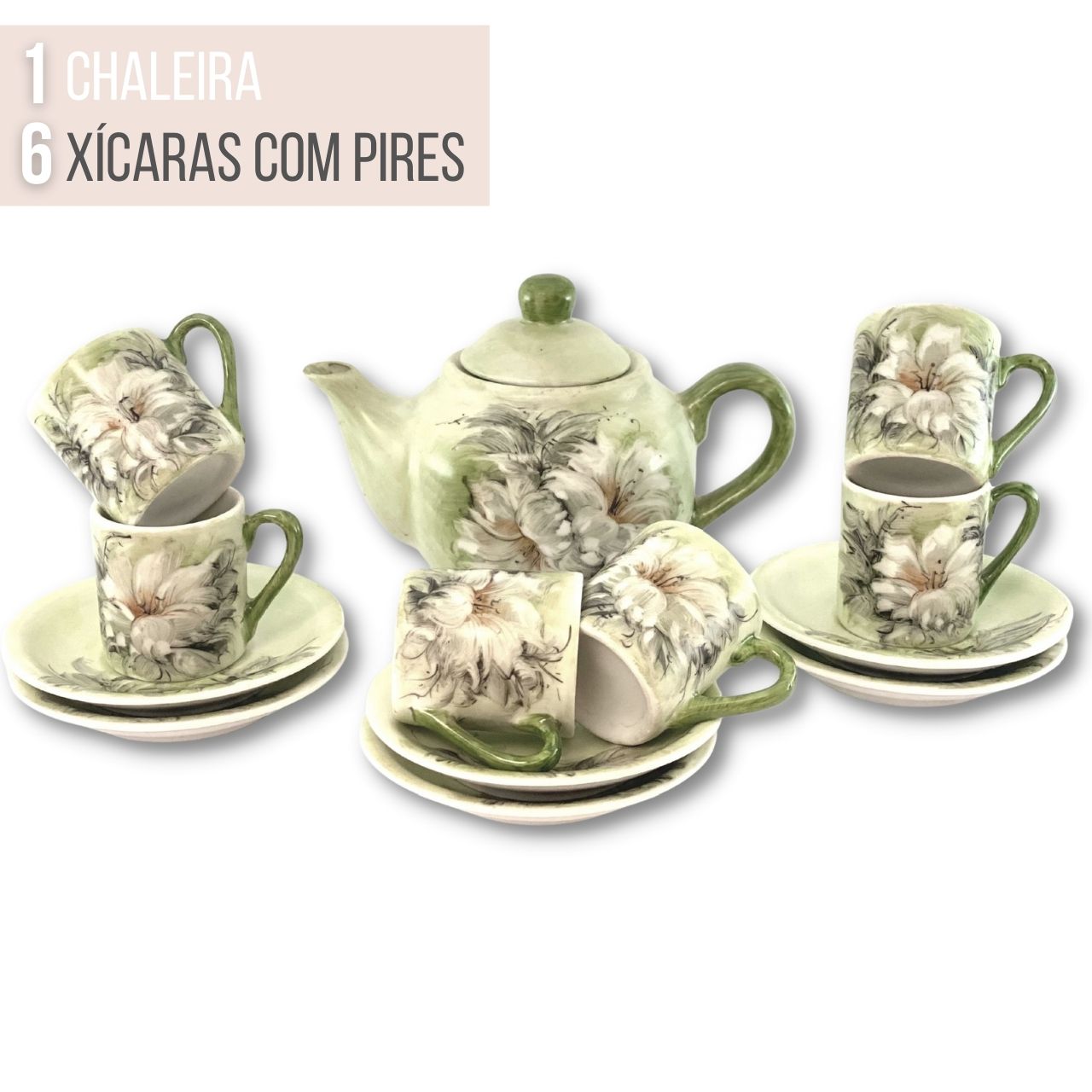 Jogo cha com bule porcelana