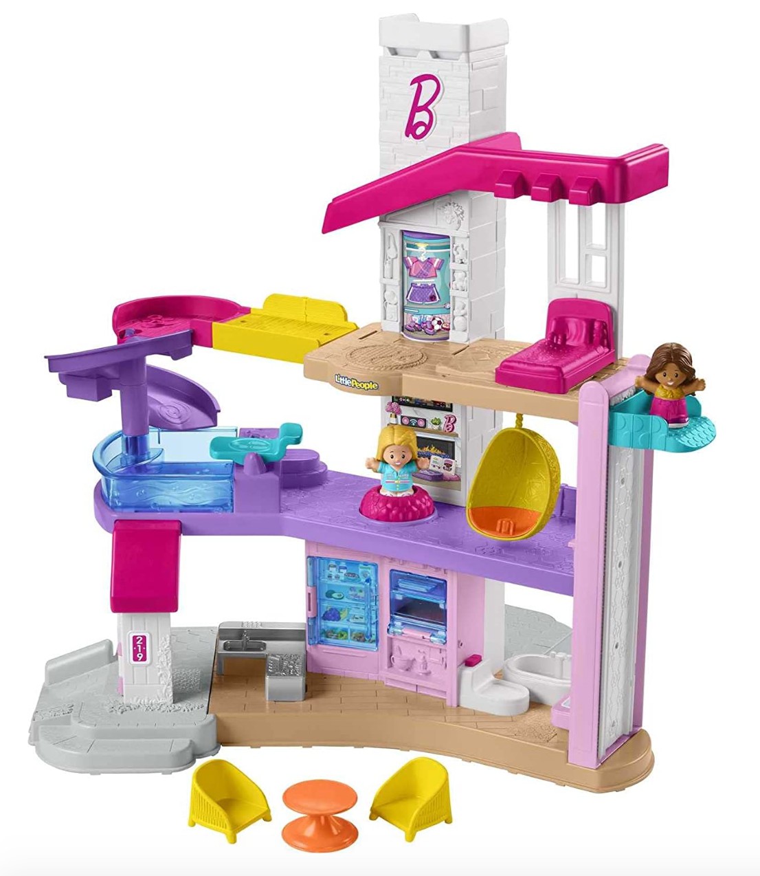 Barbie Dreamhouse Playset de casa de bonecas de 3 andares com piscina