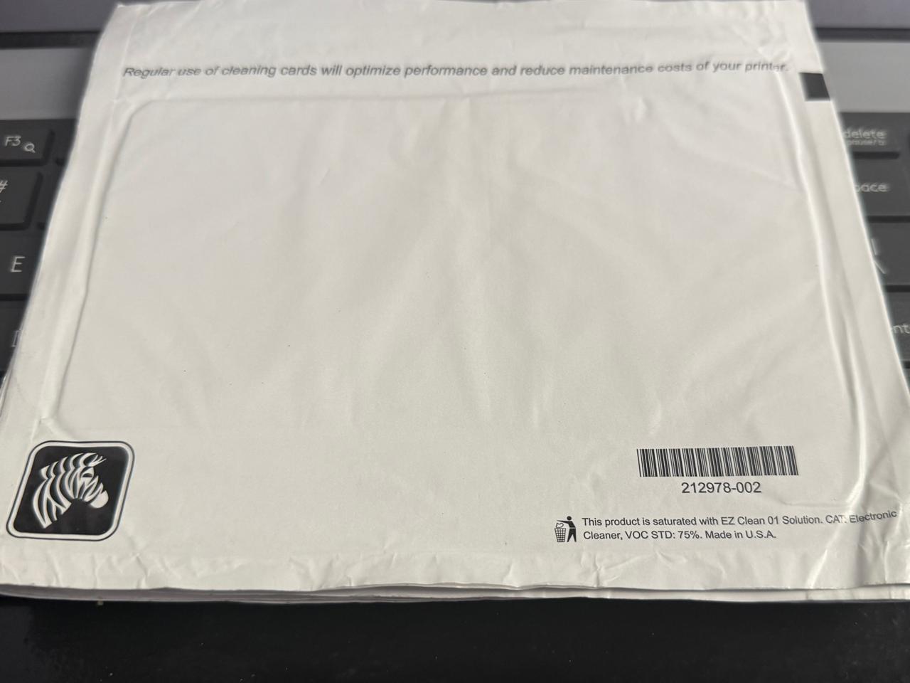 Cartao de limpeza Zebra ZXP SERIES 3 ZXP3 4X6 212978-002 unidade