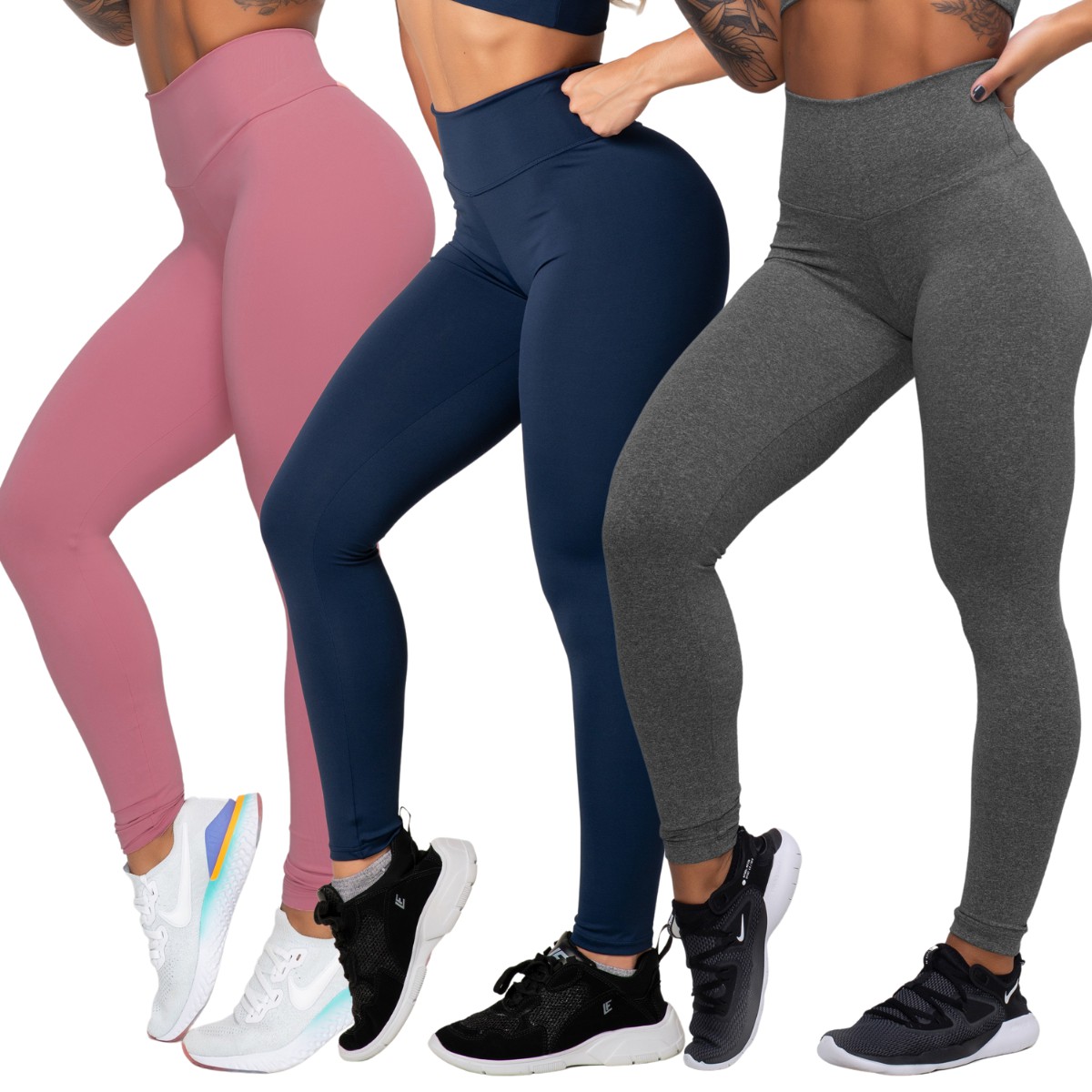 Kit 03 calças Leg Legging Caminhada Suplex Academia (Frete grátis