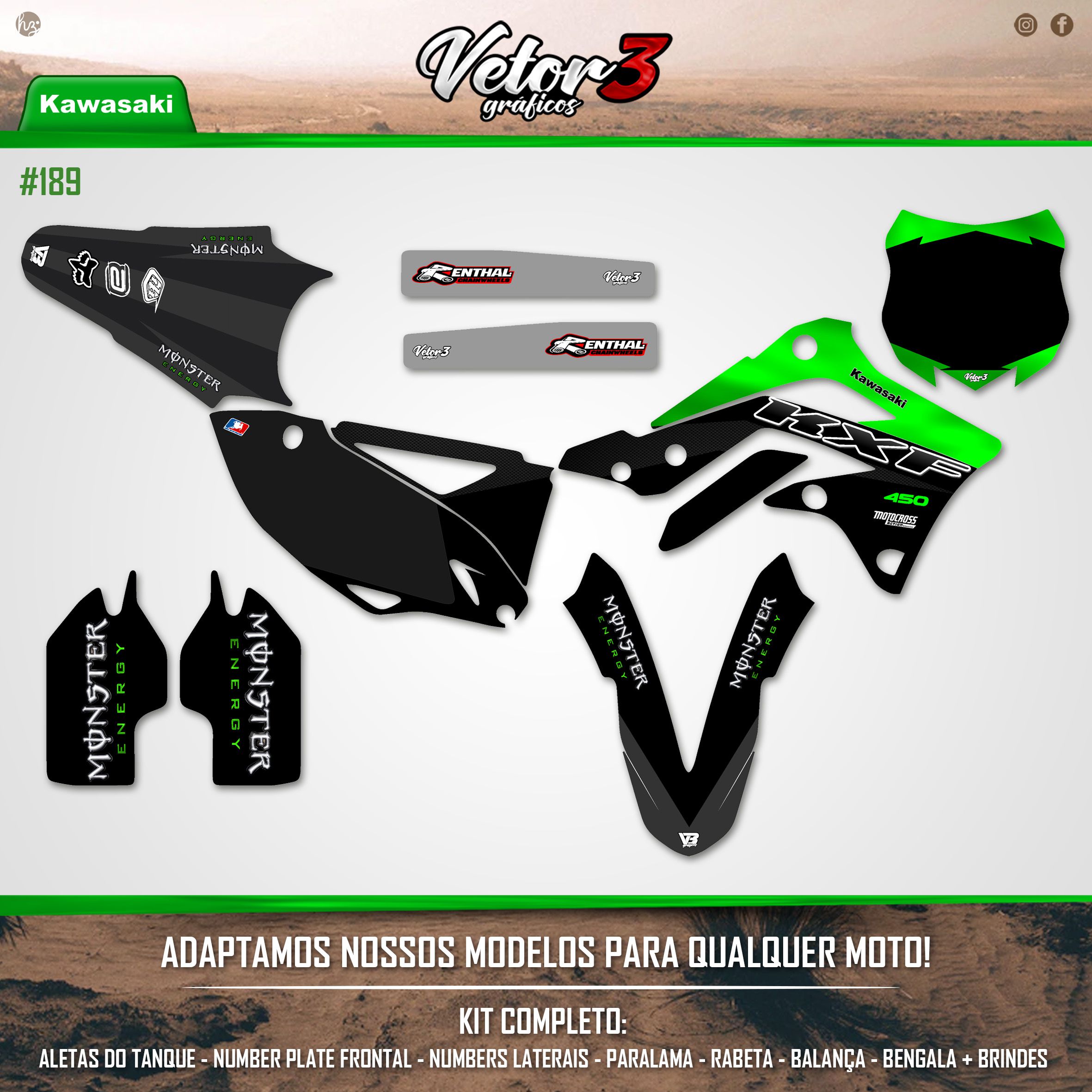 kxtjdwページ KIT GRÁFICO ADESIVO KAWASAKI / KX / KXF - Vetor3 Gráficos - O