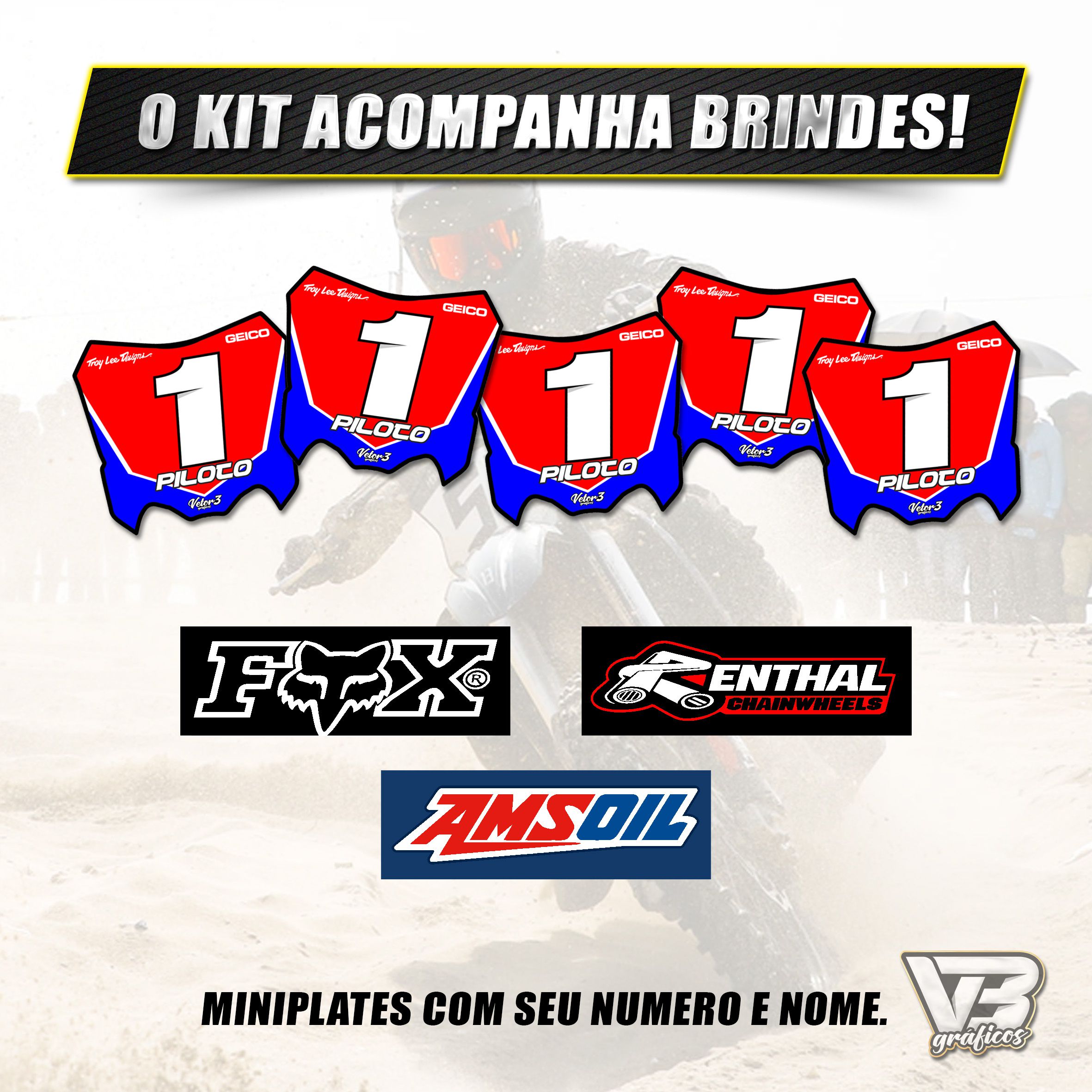 KIT GRÁFICO ADESIVO KTM 3m - Vetor3 Gráficos - O melhor Kit