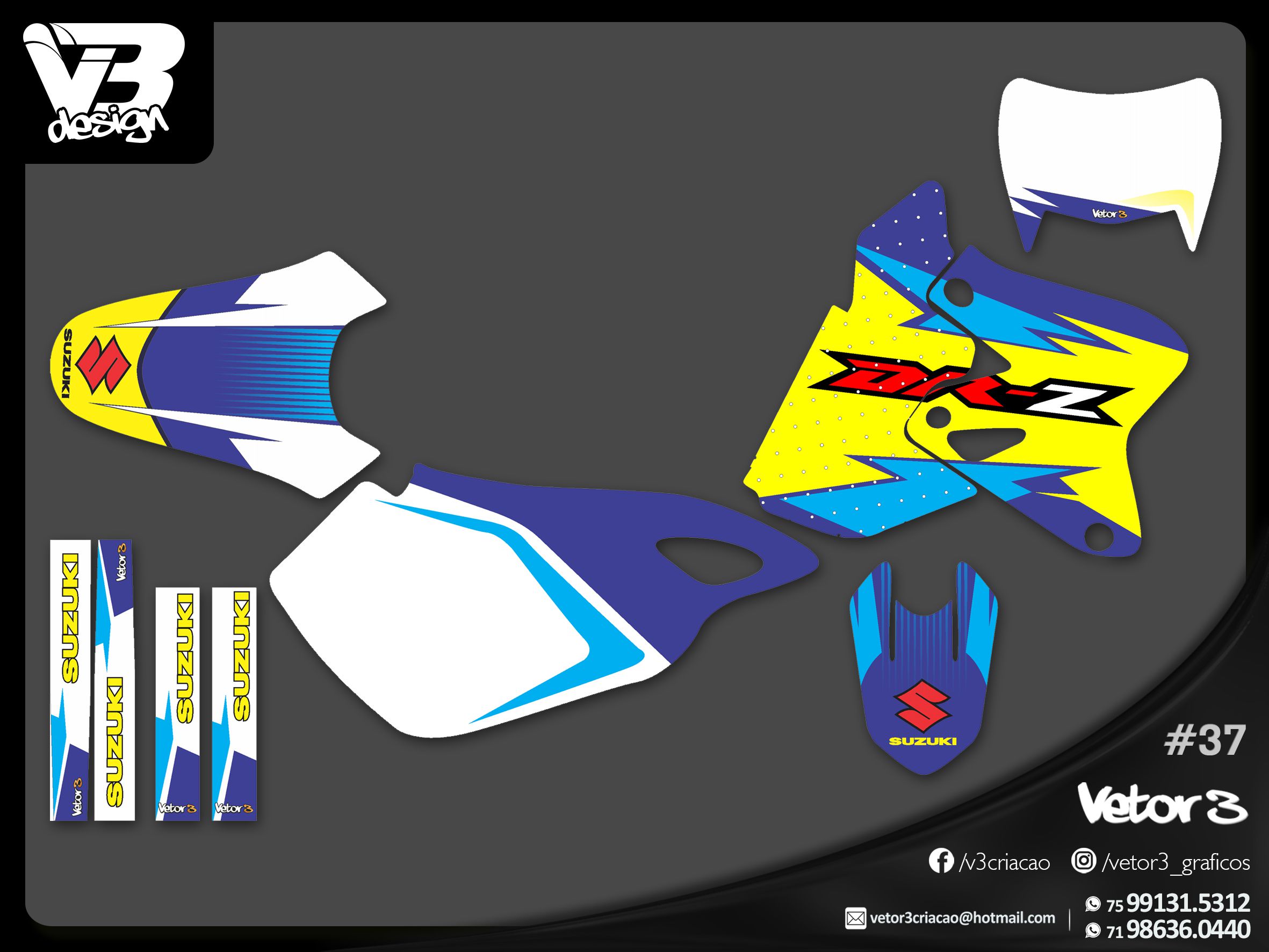KIT GRÁFICO ADESIVO SUZUKI DRZ - Vetor3 Gráficos - O melhor Kit