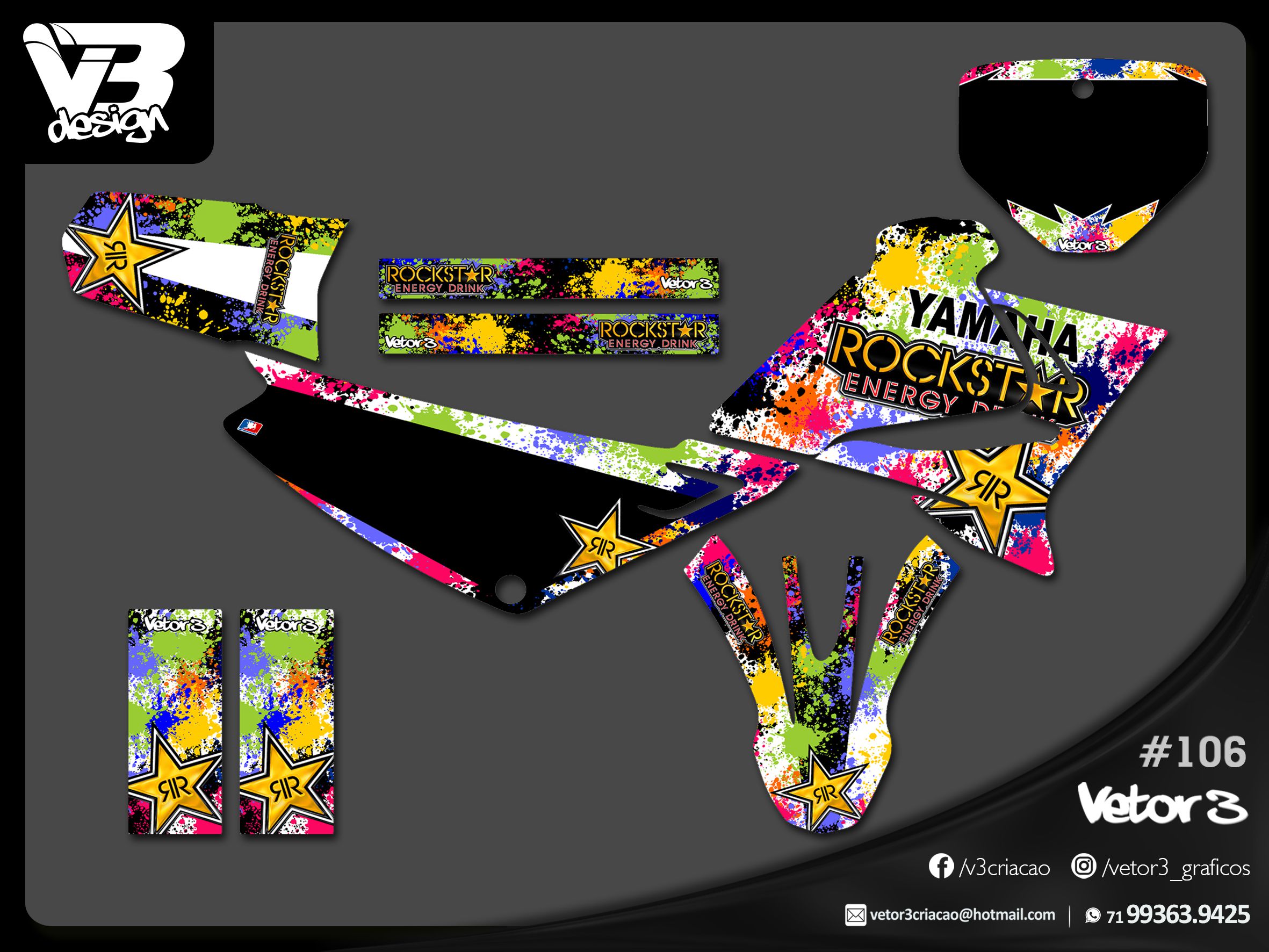 KIT GRÁFICO ADESIVO YAMAHA XTZ - Vetor3 Gráficos - O melhor Kit