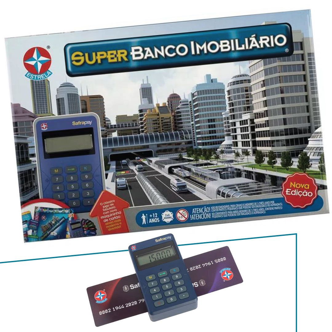 SUPER BANCO IMOBILIARIO TABULEIRO C/ MAQUINA CARTÃO FAMILIA